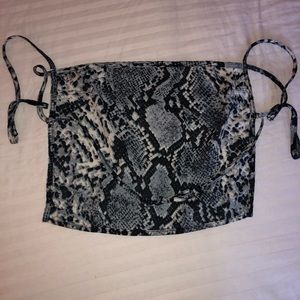 Silk Snakeskin Backless Crop Top